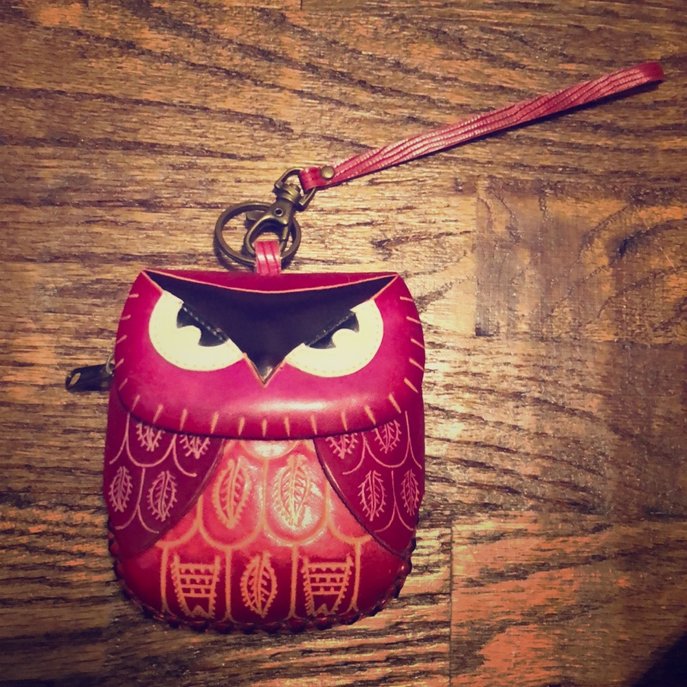 Real leather owl pouch